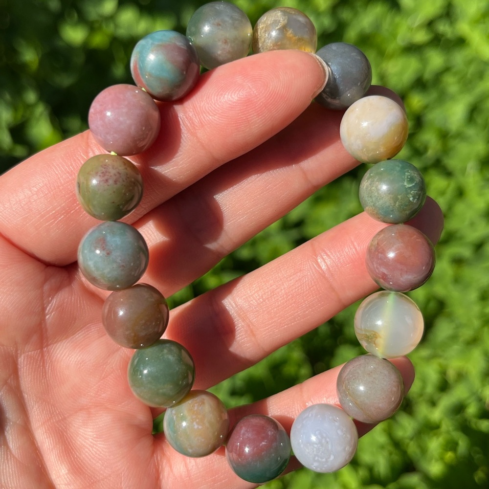 12mm colorful ocean jasper bracelet - Picture 6 of 6